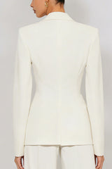 2 Piece Ivory Peak Lapel Long Sleeves Business Suits