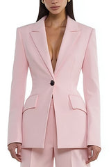 2 Piece Light Pink One Button Peak Lapel Prom Suits