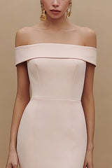 White Mermaid Off the Shoulder Midi Engagement Dress