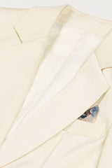 2 Piece Ivory Notched Lapel Business Suits with Sash