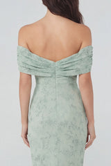 Mermaid Long Dusty Sage Off the Shoulder Floral Wedding Guest Dress