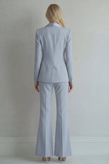 Peak Lapel Blue Double Breasted 2 Piece Wide Leg Prom Suits