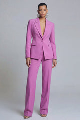 Peak Lapel 2 Piece Purple Single Breasted Slim Fit Prom Suits