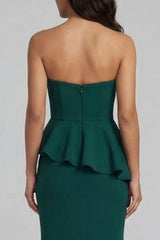 Long Beaded Dark Green Mermaid Mother of the Bride Dress with Ruffles