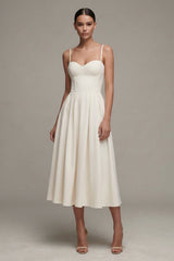 Corset Maxi Spaghetti Straps White A Line Beach Wedding Dress