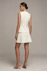Round Neck Ivory 2 Piece Single Breasted Short Business Suits