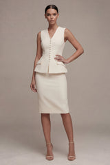 Single Breasted Shawl Lapel Ivory 2 Piece Business Suits