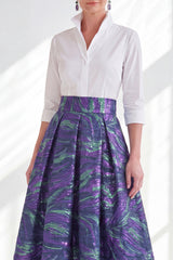 3/4 Sleeves Purple Green Jacquard Long A Line Mother of the Bride Dress
