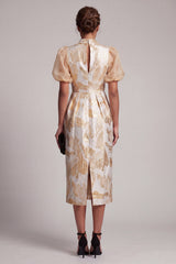 Keyhole Sparkly Champagne Long Floral Sheath Mother of the Bride Dress