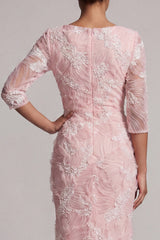 Mermaid Sparkly Blush Ruched Long Beaded Mother of the Bride Dress with Slit