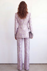 2 Piece Purple Flower Peak Lapel Single Breasted Women Suits