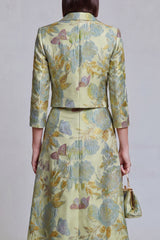 Sage Green Notched Lapel Floral 2 Piece Prom Suits with Pockets