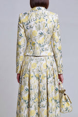 Ivory Yellow Flower Peak Lapel Single Breasted Prom Suits with Pockets