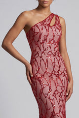 Sparkly Red Sequin Mermaid Long Mother of the Bride Dress with Keyhole