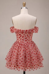 Red Corset A Line Sequins Sparkly Short Homecoming Dress with Ruffles