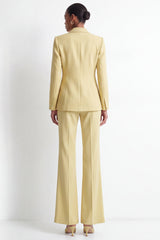 Yellow Peak Lapel 2-Piece One Button Work Suits with Slit