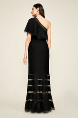 Addison One Shoulder Pintuck Jersey Gown