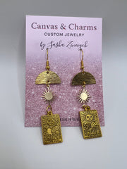 The Sun Tarot Card Earrings in Gold