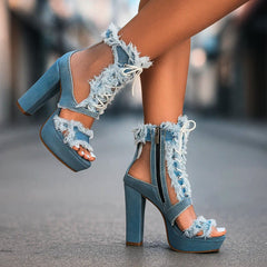 AMELIA MONTROSE DENIM HEELS