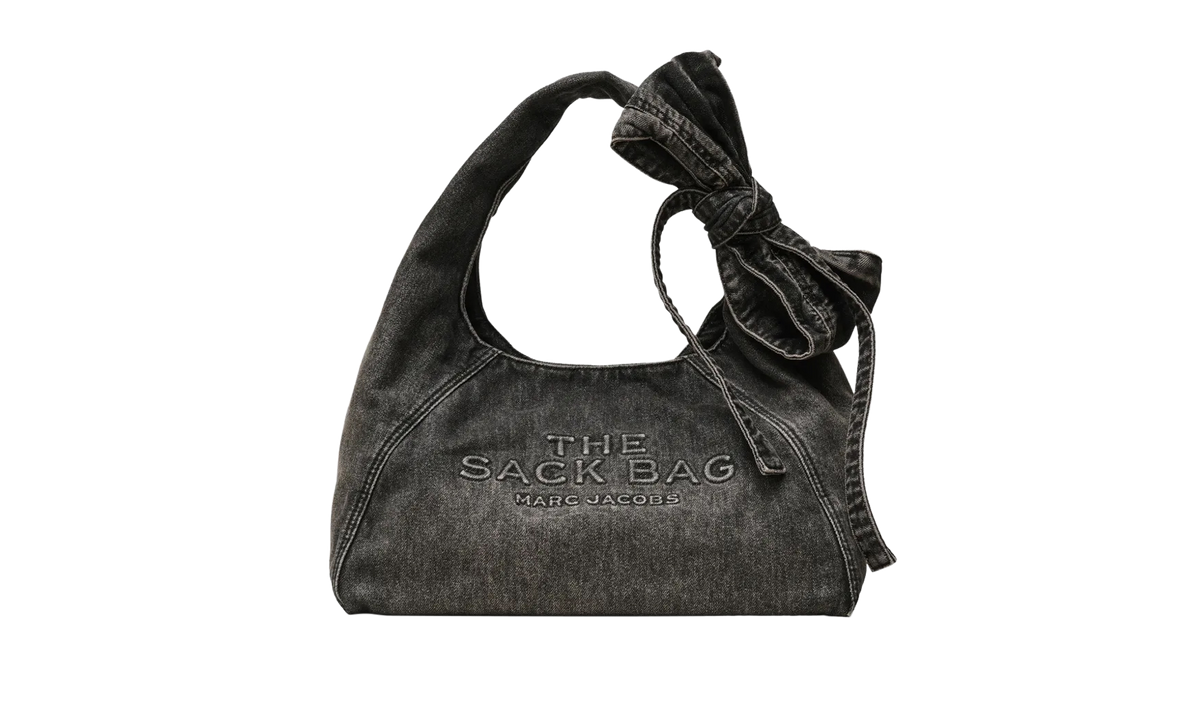 Denim Bow Sack Bag Black Wash 2P5HSH028H03 965