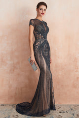 Sprkly Black Mermaid Beaded Long Prom Dress