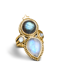 Celestial Moonstone Labradorite Ring