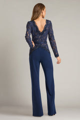 Amaris Plunging Illusion Lace Jumpsuit