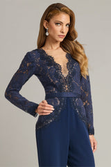Amaris Plunging Illusion Lace Jumpsuit
