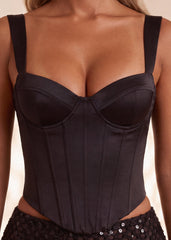 All Yours Satin Corset - Black