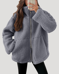 BELLA | OVERSIZED TEDDY FLEECE ZIP UP JACKET