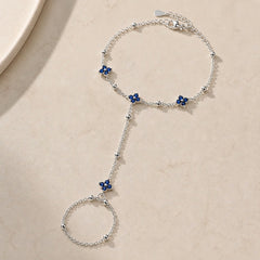 Blue Clover Finger Chain Bracelet