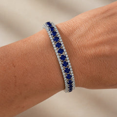 Blue Zirconia Tennis Silver Bracelet