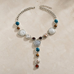 Boho Geometric Stone Charm Necklace