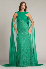 Albioin Sequin Embroidered Sash Gown
