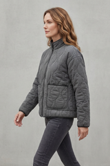 CAVELLINE | HIGH NECK WAVE QUILTED ZIP UP JACKET
