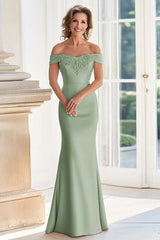 Dusty Rose Satin Mermaid Long Mother of the Bride Dress with Appliques