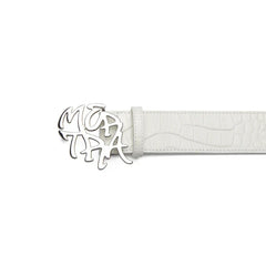 MERTRA Alligator Skin Belt White