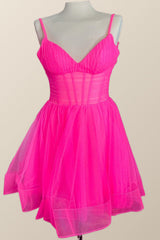 Straps Navy Blue Pleated A-line Homecoming Dress