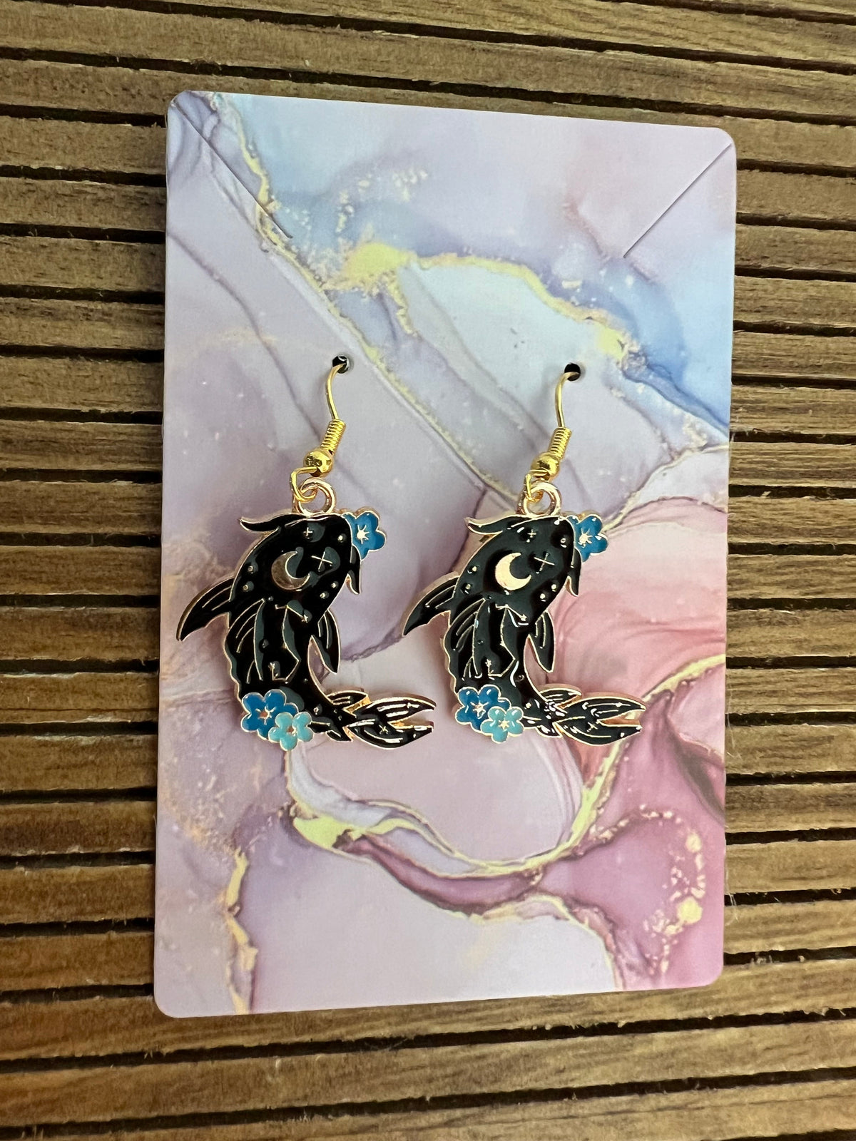 Whale Earrings in Black