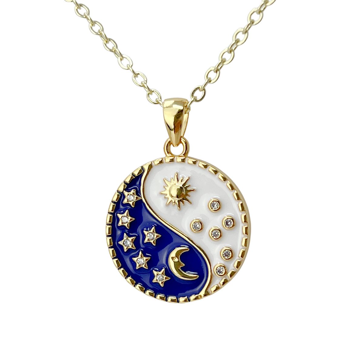 Ying Yang Coin Necklace 14k Gold-Plated