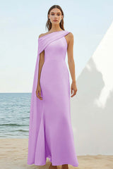 Dusty Rose Sheath Chiffon Long Formal Dress
