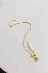Meliza Pearl & Coin Necklace Gold