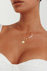 Meliza Pearl & Coin Necklace Gold