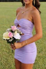 Double Twists Lavender Fitted Mini Dress