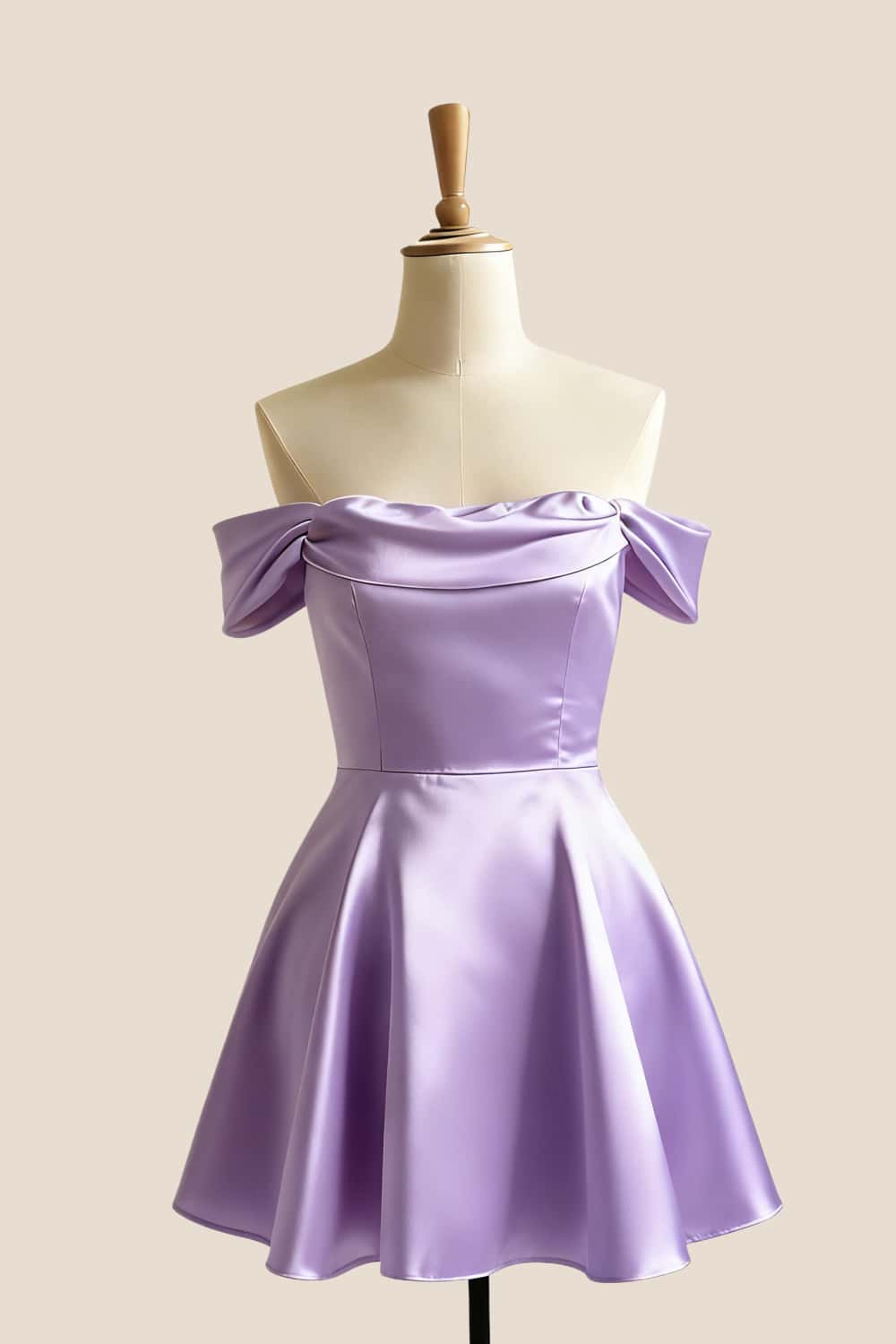 Off the Shoulder Lavender A-line Short Dress