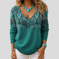 Amelia | Elegant Sweater with V-Neck and Long Sleeves