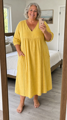 Antonia - 3/4 Sleeve A Line Maxi Dress