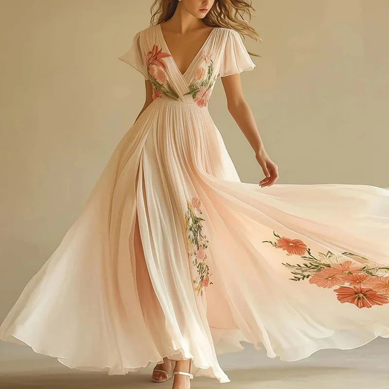 Amelia | Elegant High Waist V-Neck Party Dresses