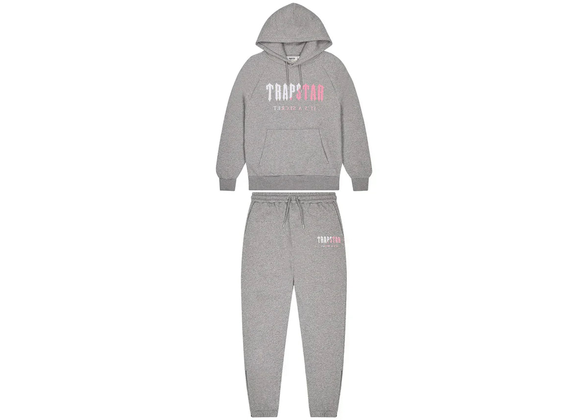 Trapstar Chenille Decoded Hoodie Tracksuit Grey/Pink