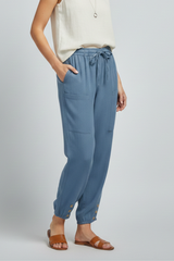 Anna | Women's Trousers with Drawstring Waist and Button Hem